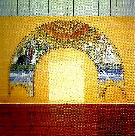 Carl Larsson skiss till vaggmalning troligen ostra vaggen, avsedd for uppenbarelsekyrkan i saltsjobaden oil painting image